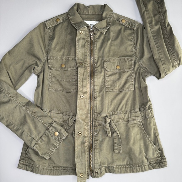 SONOMA Utility Jacket‎ S Olive Green Zip Front Cinch Waist Epaulettes Field - Picture 4 of 11